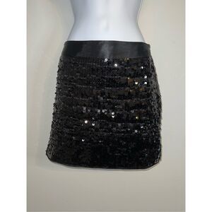 Express Black Sequined Mini Y2K skirt sz 6